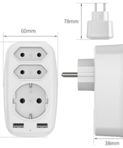 Smart fordelerstik med 3 udtag og 2 USB-porte