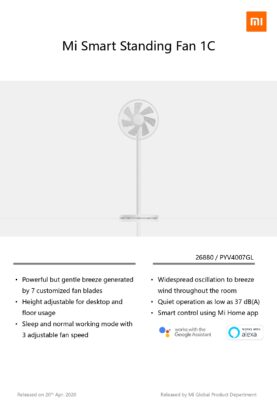 Xiaomi Smart Standing Fan 1C