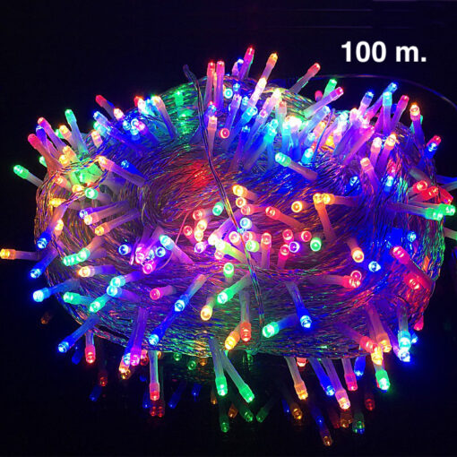 Lyskæde multifarvet 100 m. LED