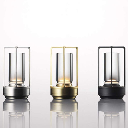 Aluminiums glas bordlampe LED genopladelig