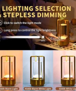 Aluminiums glas bordlampe LED genopladelig